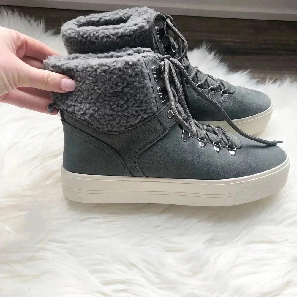 Marc Fisher Darlen Gray High Top Boots New 9.5 - Picture 2 of 6